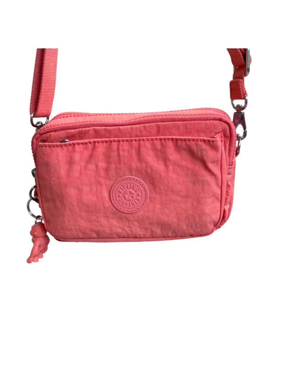 Kipling Tally Phone Crossbody Bag Coral Pink Pink Gorilla Monkey Keychain Nylon